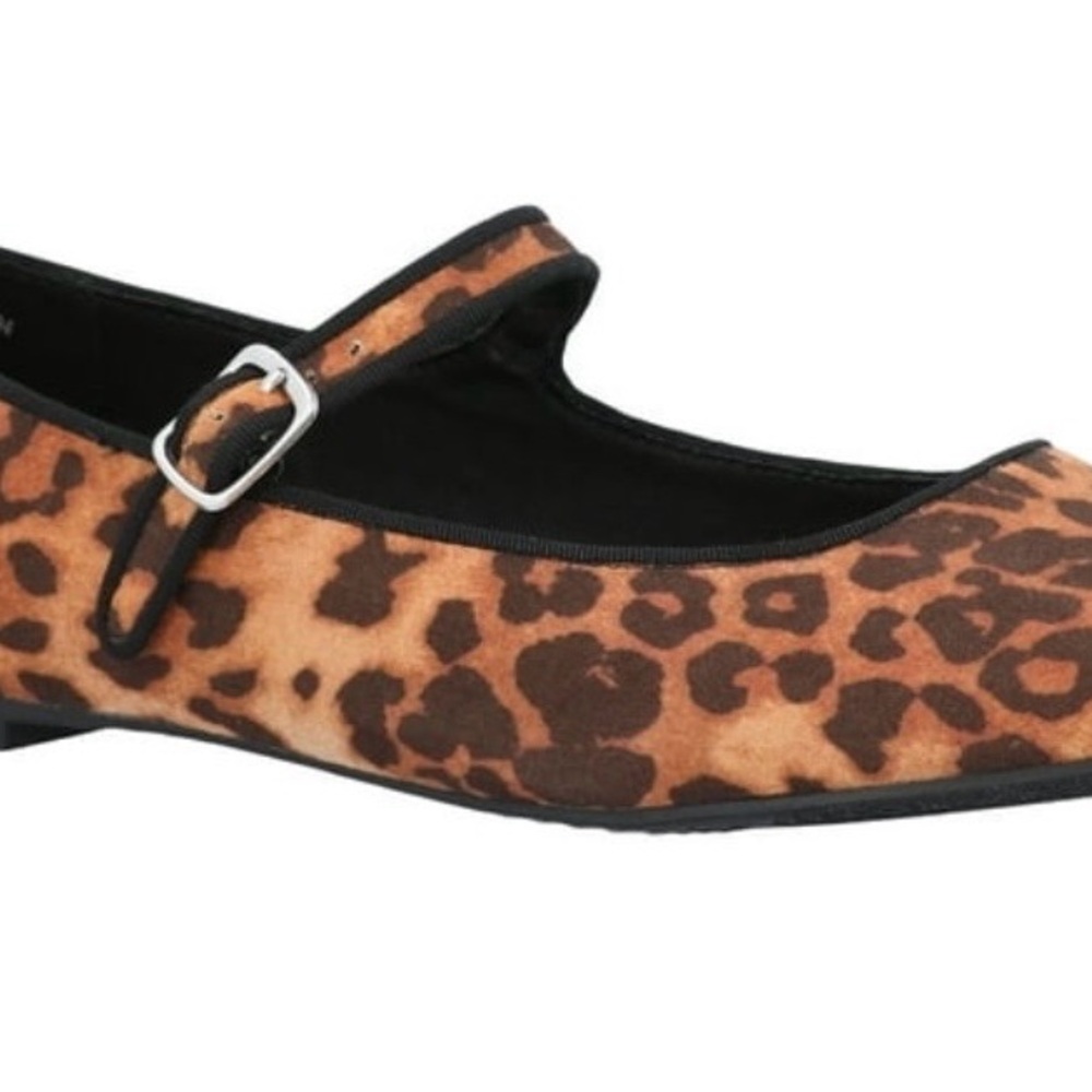 Leopard Print Mary Jane Flats with Buckle
